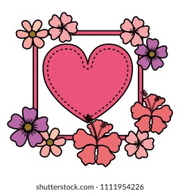 heart love with flowers