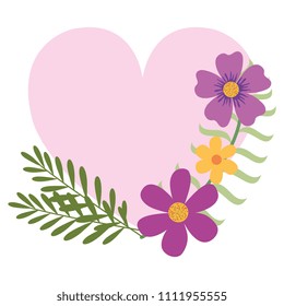 heart love with flowers