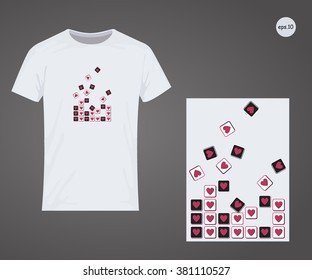 Heart, love, the game. Vector design for printing on T-shirts. Eps10 file comfortable for editing. 