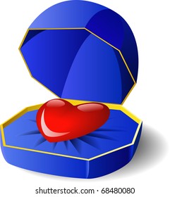 The heart of love in a gift box is shown.