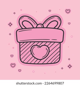 heart love in gift icon