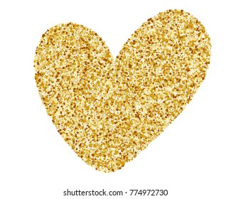 Heart Love Gold. Golden design element, Happy Valentines day card, romantic for design greeting cards, mug, holiday invitations, photo overlays, t-shirt print, flyer, poster design, pillow