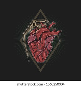 Heart Love Grenade Illustration Vector