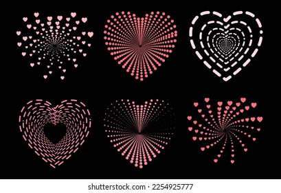 Heart love Halftone set, Halftone love bundle, Abstract love effect set, love halftone vector