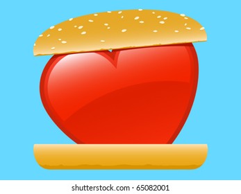 Heart love hamburger - fast food