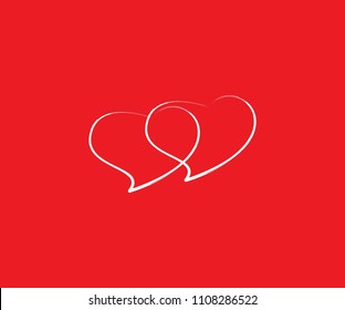 Heart Love Hand Drawn Stroke Vector Illustration