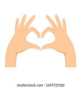 heart, love hand gesture. Isolated vector illustration