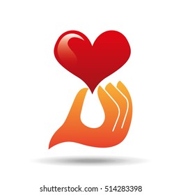 heart love hand holding graphic vector illustration eps 10