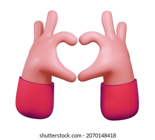 Heart or love hands sign gesture 3d rendered vector illustration isolated on white background.