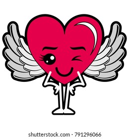 heart love happy with wings kawaii character
