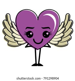 heart love happy with wings kawaii character