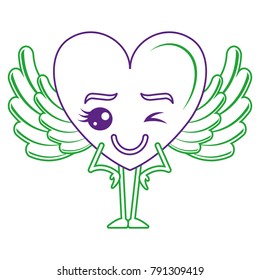 heart love happy with wings kawaii character