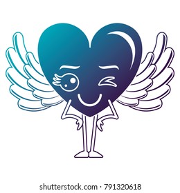 heart love happy with wings kawaii character