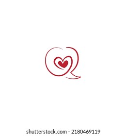 Heart love icon and bubble speech symbol Logo Element vector of valentine day. Concept icon symbol for t-shirt, greeting card, poster wedding, Vector, EPS-10