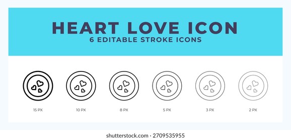 Heart love icon with editable stroke. Outline icon vector illustration.