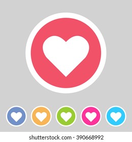 Heart, love icon flat web sign symbol logo label set