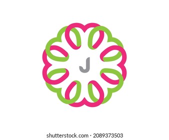 Logo-Vektordesign-Illustration für Herz-Liebe-Symbol Vorlage mit Buchstabe J