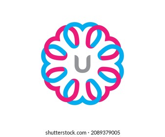Heart Love icon Logo Vector design Illustration Template initial with Letter U