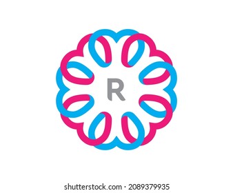 Logo-Vektordesign-Illustration für Herz-Liebe-Symbol Vorlage mit Buchstabe R