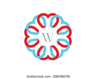 Heart Love icon Logo Vector design Illustration Template initial with Letter W