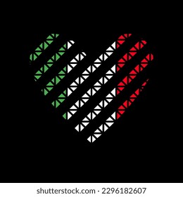 Heart or love icon logo vector design with green, white and red colors as the italian flag sign