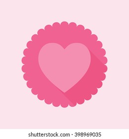 Heart love icon with long shadow