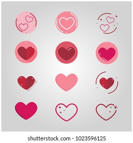 Heart, love icon set