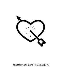 Heart and Love Icon Symbol isolated white background, with arrow and scope for valentine days
