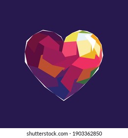Heart and Love Icon Symbol isolated dark purple background. pop color vector illustration. color editable.