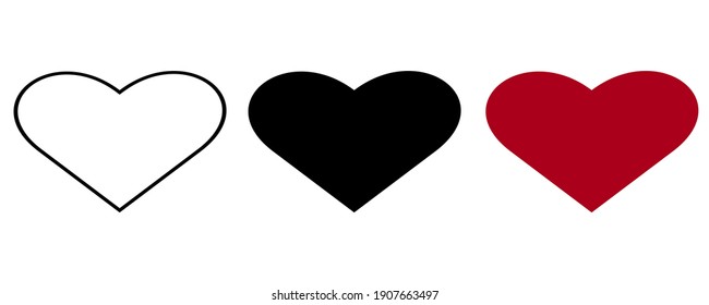 Heart and Love Icon symbol isolated white background. vector illustration. editable colors.