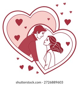 Un icono de amor de corazón, dos icono de Vector de corazón superpuesto 