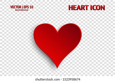 Heart love icon and Valentines Day sign set. Red vector romantic flat symbol background collection. Isolated illustration art with shadow can use for mobile and web design, logo, health, holiday
