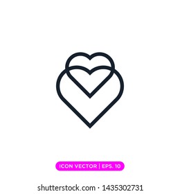 Heart Love Icon Vector Design Template. Editable stroke or Line