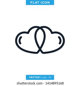 Heart Love Icon Vector Logo Design Template. Trendy Style And Editable Stroke