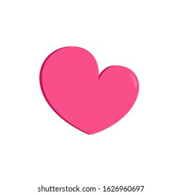 Heart Love Icon Vector Pink Colour On White Background. Valentine Day Sign. 
Flat Icon For Web, Apps, Or Design Product EPS10 Editable.