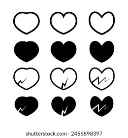 Heart love icon vector in set