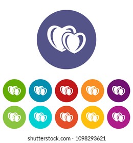 Heart love icons color set vector for any web design on white background