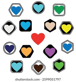 Heart love icons set, vector illustration. love symbols collection set. love vector icon set