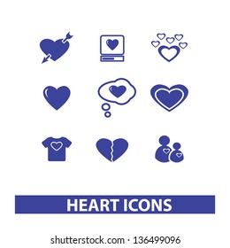heart, love icons, signs set, vector