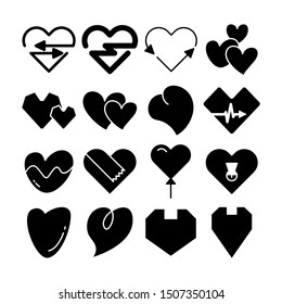 heart love icons vector set