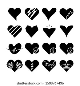heart love icons vector set