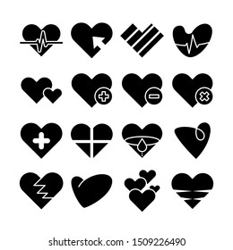 heart love icons vector set