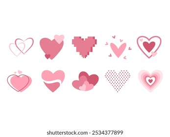 Conjunto de elementos de ilustración de amor de corazón