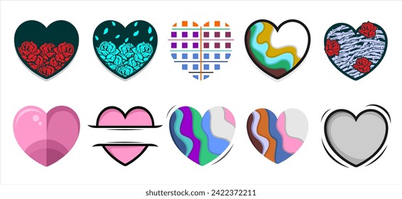 Heart love illustration icons set on white background. Vector