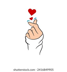 Heart or Love illustration vector art amazing design with hand swing style. For your life partner as Girlfriend isolated white background for all festive person. Free template.