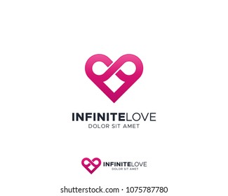Heart Love With Infinity Icon Logo Vector Design Template