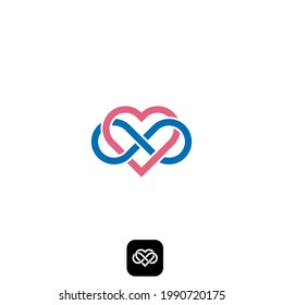 Heart love with infinity logo design