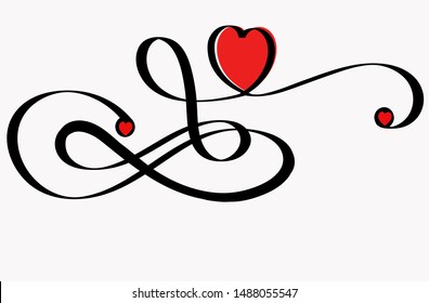 Heart Love infinity ornaments vector. Heart illustration. Heart love infinity vector, valentines day. Vintage love ornament infinity symbol. I LOVE you sign