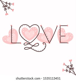 Heart love infinity vector. Decoration letters with flowers. Illustration heart