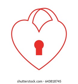 heart love with key hole